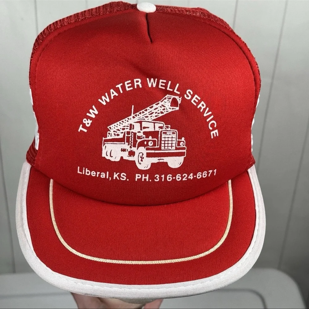 VTG 3-Stripe Trucker Hat Kansas Snapback Grunge Hipster Streetwear Cap Red/White